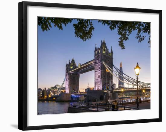 Tower Bridge and Shard at dusk, London, England, United Kingdom, Europe-Charles Bowman-Framed Photographic Print