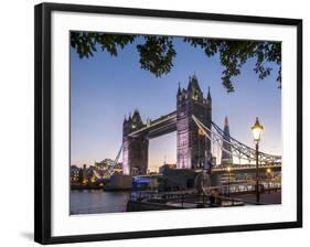 Tower Bridge and Shard at dusk, London, England, United Kingdom, Europe-Charles Bowman-Framed Photographic Print