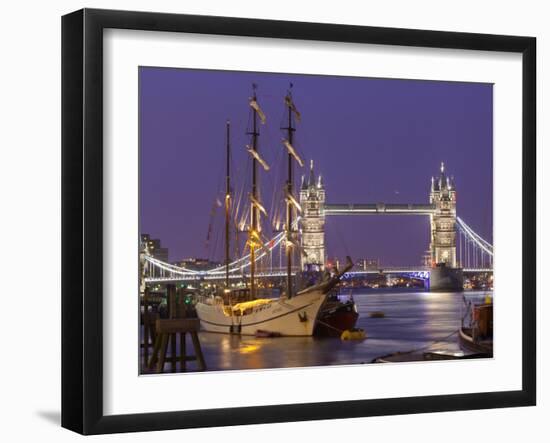 Tower Bridge and Tall Ships on River Thames, London, England, United Kingdom, Europe-Stuart Black-Framed Photographic Print