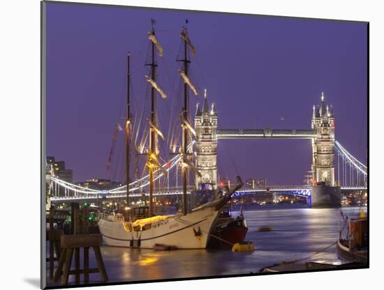 Tower Bridge and Tall Ships on River Thames, London, England, United Kingdom, Europe-Stuart Black-Mounted Photographic Print