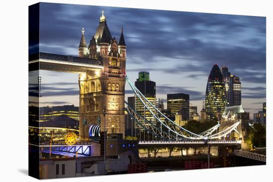 Tower Bridge and the City of London at Night, London, England, United Kingdom, Europe-Miles Ertman-Stretched Canvas