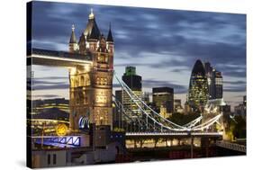 Tower Bridge and the City of London at Night, London, England, United Kingdom, Europe-Miles Ertman-Stretched Canvas