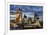 Tower Bridge and the City of London at Night, London, England, United Kingdom, Europe-Miles Ertman-Framed Photographic Print