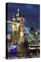 Tower Bridge and the Financial District at Night, London, England, United Kingdom, Europe-Miles Ertman-Stretched Canvas