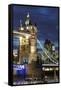 Tower Bridge and the Financial District at Night, London, England, United Kingdom, Europe-Miles Ertman-Framed Stretched Canvas