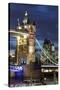 Tower Bridge and the Financial District at Night, London, England, United Kingdom, Europe-Miles Ertman-Stretched Canvas
