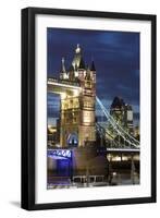 Tower Bridge and the Financial District at Night, London, England, United Kingdom, Europe-Miles Ertman-Framed Photographic Print