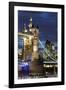 Tower Bridge and the Financial District at Night, London, England, United Kingdom, Europe-Miles Ertman-Framed Photographic Print