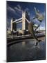 Tower Bridge and the Girl with a Dolphin Sculpture, London, England-Amanda Hall-Mounted Photographic Print