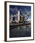 Tower Bridge and the Girl with a Dolphin Sculpture, London, England-Amanda Hall-Framed Photographic Print