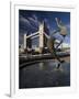 Tower Bridge and the Girl with a Dolphin Sculpture, London, England-Amanda Hall-Framed Photographic Print