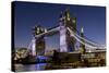 Tower Bridge and The Shard at dusk, London, England, United Kingdom, Europe-Charles Bowman-Stretched Canvas