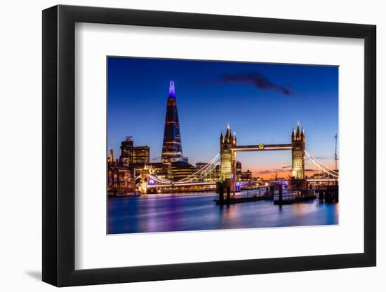 Tower Bridge and The Shard at sunset, London, England, United Kingdom, Europe-Ed Hasler-Framed Photographic Print