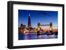Tower Bridge and The Shard at sunset, London, England, United Kingdom, Europe-Ed Hasler-Framed Photographic Print