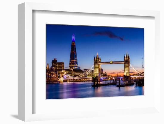 Tower Bridge and The Shard at sunset, London, England, United Kingdom, Europe-Ed Hasler-Framed Photographic Print