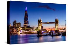 Tower Bridge and The Shard at sunset, London, England, United Kingdom, Europe-Ed Hasler-Stretched Canvas