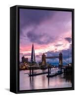 Tower Bridge and The Shard at sunset, London-Ed Hasler-Framed Stretched Canvas