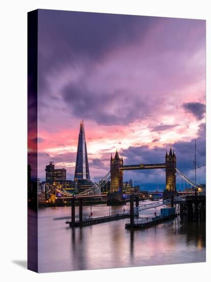 Tower Bridge and The Shard at sunset, London-Ed Hasler-Stretched Canvas