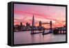 Tower Bridge and The Shard at sunset, London-Ed Hasler-Framed Stretched Canvas