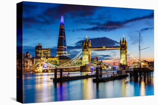 Tower Bridge and The Shard at sunset, London-Ed Hasler-Stretched Canvas