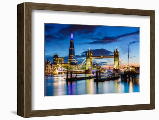 Tower Bridge and The Shard at sunset, London-Ed Hasler-Framed Photographic Print