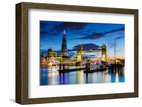 Tower Bridge and The Shard at sunset, London-Ed Hasler-Framed Photographic Print