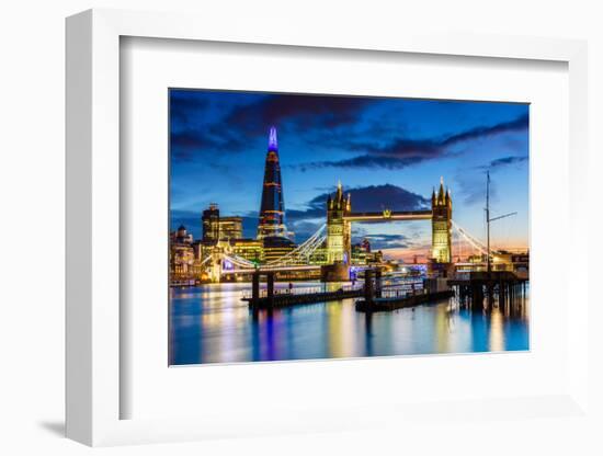 Tower Bridge and The Shard at sunset, London-Ed Hasler-Framed Photographic Print