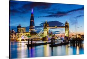 Tower Bridge and The Shard at sunset, London-Ed Hasler-Stretched Canvas