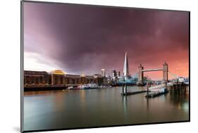 Tower Bridge and The Shard at sunset with storm clouds, London-Ed Hasler-Mounted Photographic Print