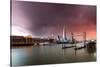 Tower Bridge and The Shard at sunset with storm clouds, London-Ed Hasler-Stretched Canvas