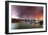 Tower Bridge and The Shard at sunset with storm clouds, London-Ed Hasler-Framed Photographic Print