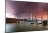 Tower Bridge and The Shard at sunset with storm clouds, London-Ed Hasler-Mounted Photographic Print