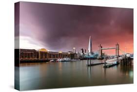 Tower Bridge and The Shard at sunset with storm clouds, London-Ed Hasler-Stretched Canvas