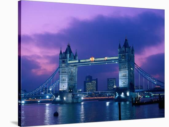 Tower Bridge at Night, London, Eng-Peter Adams-Stretched Canvas