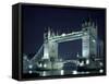 Tower Bridge at Night, London, England-Walter Bibikow-Framed Stretched Canvas