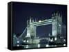 Tower Bridge at Night, London, England-Walter Bibikow-Framed Stretched Canvas