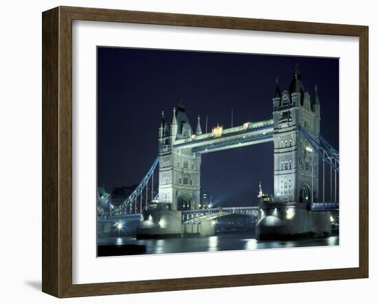 Tower Bridge at Night, London, England-Walter Bibikow-Framed Premium Photographic Print