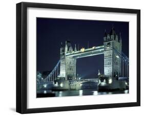 Tower Bridge at Night, London, England-Walter Bibikow-Framed Premium Photographic Print