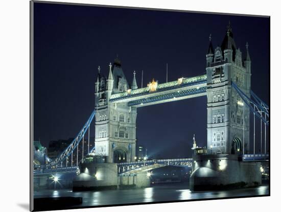 Tower Bridge at Night, London, England-Walter Bibikow-Mounted Premium Photographic Print