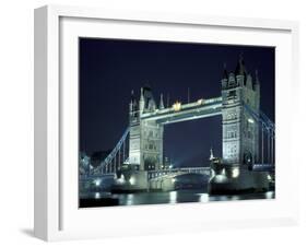 Tower Bridge at Night, London, England-Walter Bibikow-Framed Photographic Print