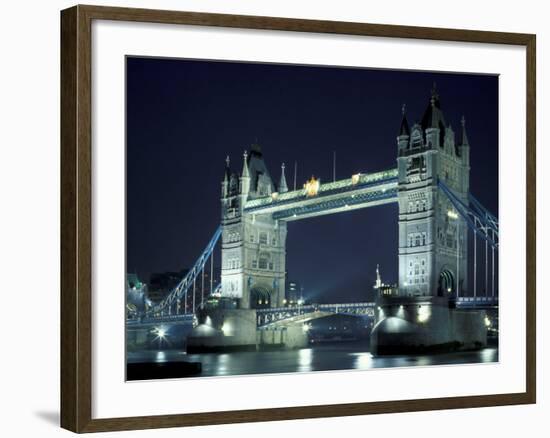 Tower Bridge at Night, London, England-Walter Bibikow-Framed Photographic Print