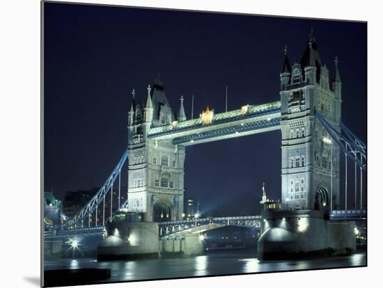 Tower Bridge at Night, London, England-Walter Bibikow-Mounted Photographic Print