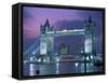 Tower Bridge at Night, London, UK-Peter Adams-Framed Stretched Canvas