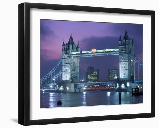 Tower Bridge at Night, London, UK-Peter Adams-Framed Premium Photographic Print