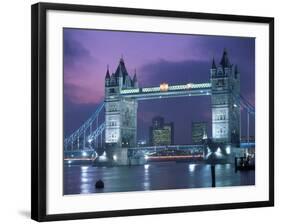 Tower Bridge at Night, London, UK-Peter Adams-Framed Photographic Print