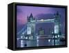 Tower Bridge at Night, London, UK-Peter Adams-Framed Stretched Canvas
