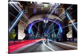 Tower Bridge at night, with light trails, London-Ed Hasler-Stretched Canvas