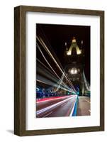 Tower Bridge at night, with light trails, London-Ed Hasler-Framed Photographic Print