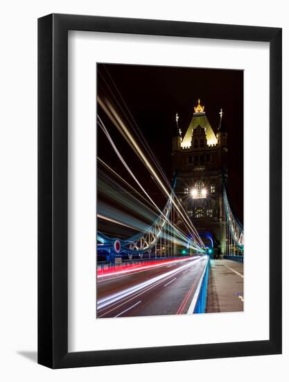 Tower Bridge at night, with light trails, London-Ed Hasler-Framed Photographic Print