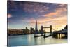 Tower Bridge, Butler's Wharf and The Shard at sunset taken from Wapping, London-Ed Hasler-Stretched Canvas